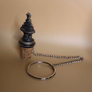 J-367 Vintage Pewter Christmas Tree Wine Bottle Stopper
